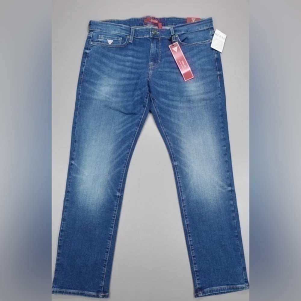 Guess Jeans Brit Rocker Slim Fit Narrow Leg Low Rise Sirius Wash Mens Size 36x30